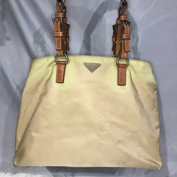 Beautiful Vintage Prada Cammello Nylon w/ Leather Handles Shopping Tote Bag - Picture 15 of 15